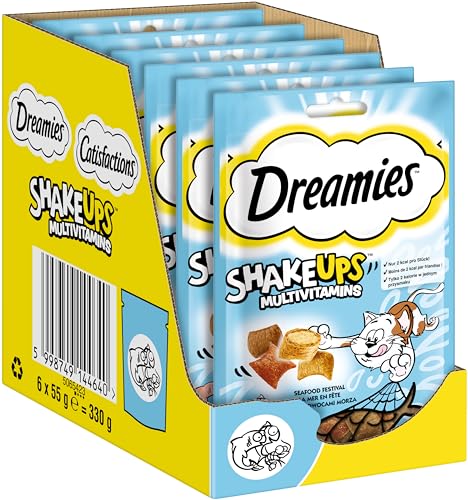 DREAMIES SHAKE UPS Multivitamins Seafood Festival , Katzenleckerlis im Portionsbeutel - 55g (6 Beutel) von Dreamies