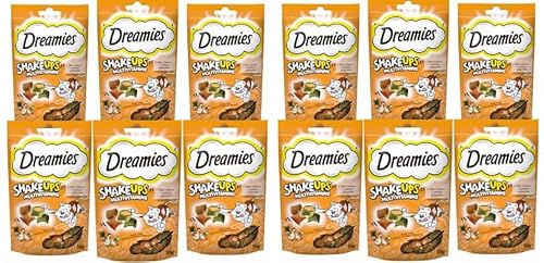 DREAMIES Shake UPS Multivitamins Geflügel Picknick, Katzenleckerlis im Portionsbeutel - 660g (12 Beutel) von Dreamies