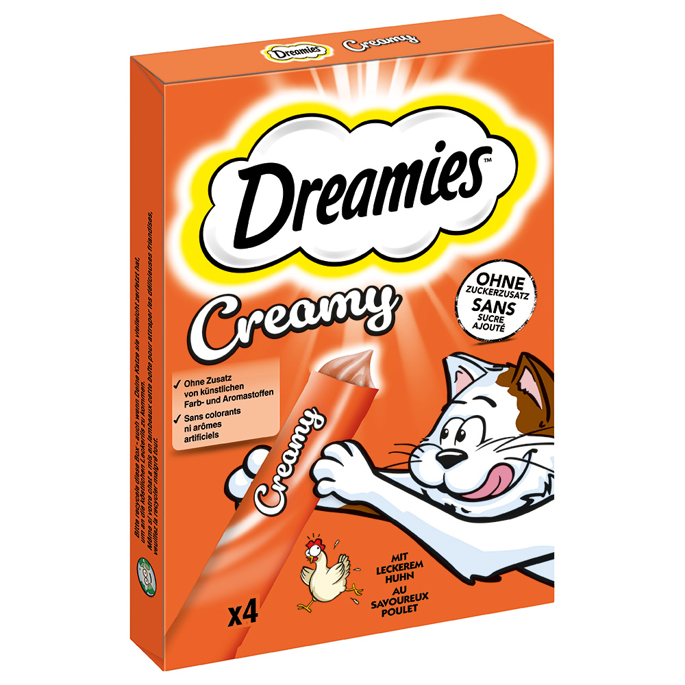 Dreamies Creamy Snacks - Sparpaket Huhn (44 x 10 g) von Dreamies