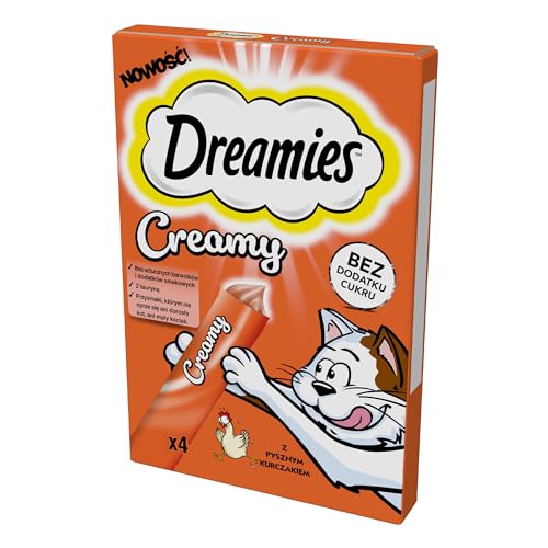 Dreamies Katzenleckerlis Creamy Snacks mit Huhn – köstlich cremiger Geschmack – 20 Portionsbeutel (5 x 4 x 10g) von Dreamies