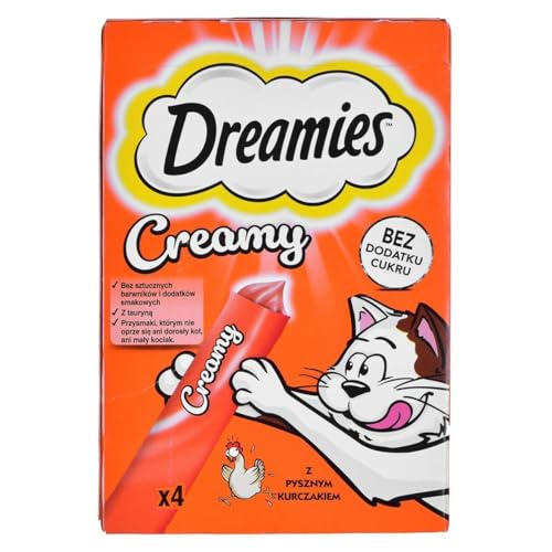 Dreamies Katzenleckerlis Creamy Snacks mit Huhn – köstlich cremiger Geschmack – 20 Portionsbeutel (5 x 4 x 10g) von Dreamies