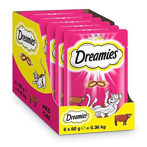 Dreamies Katzensnacks Katzenleckerli Klassiker mit Rind, 6 Packungen (6 x 60g) von Dreamies