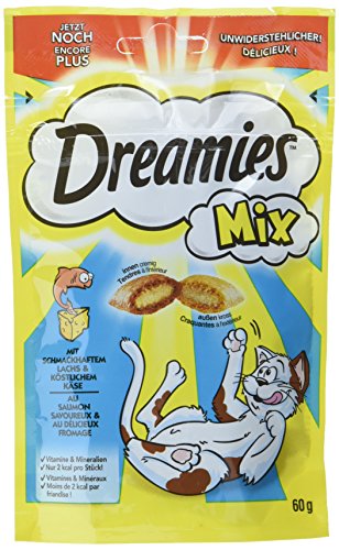 Dreamies Katzensnacks Katzenleckerli Mix mit Lachs & Käse, 6 Packungen (6 x 60g) von Dreamies