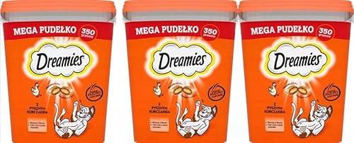 Dreamies Katzensnacks Mega Box Katzen-Leckereien Mit Huhn MegaTub 3 x 350g (3er Pack von Dreamies