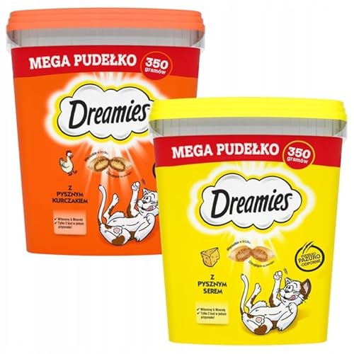 Dreamies Katzensnacks Mega Box Katzen-Leckereien Mix mit Huhn und mit Käse MegaTub 2 x 350g (2er Pack) von Dreamies