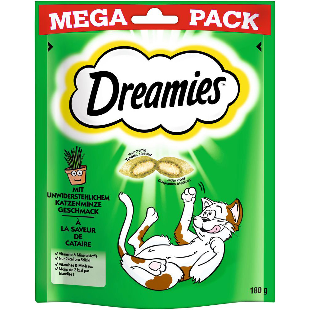 Dreamies Mega Pack 180 g - Sparpaket Katzenminze Geschmack (4 x 180 g) von Dreamies