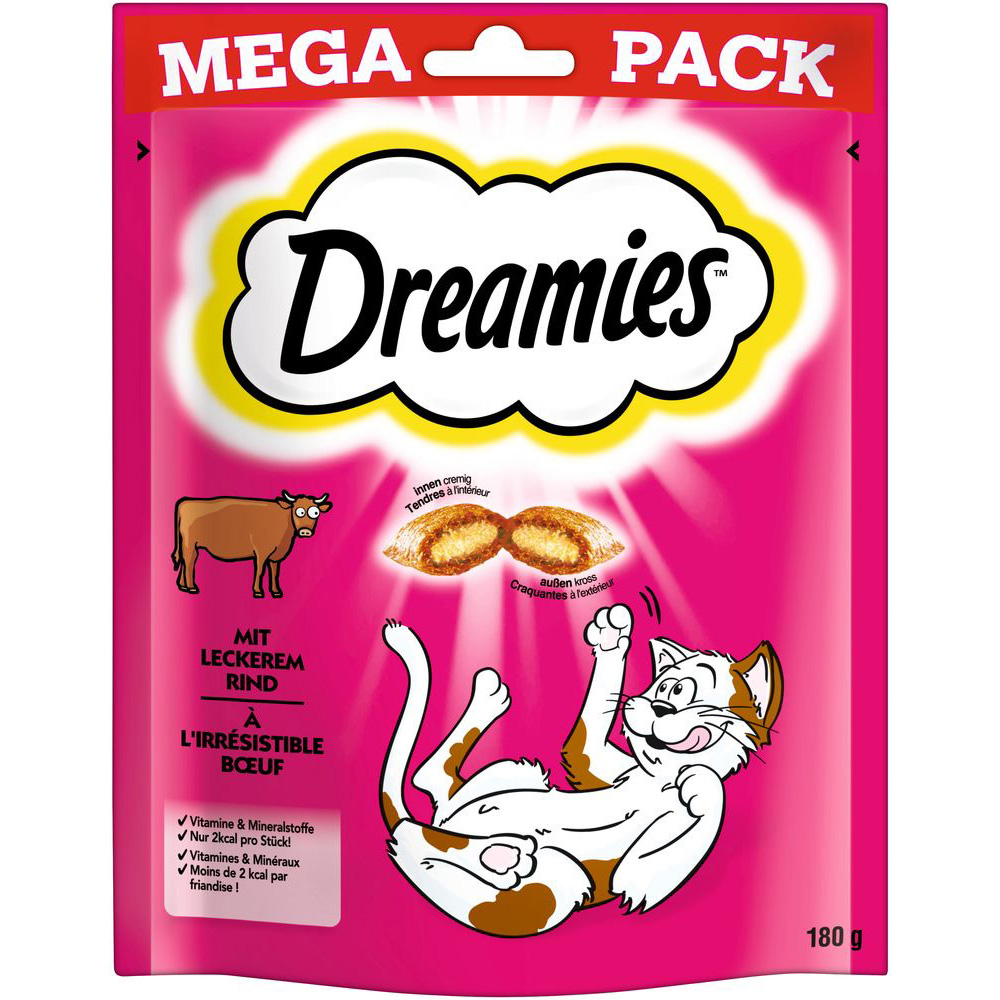 Dreamies Katzensnacks Mega Pack - Sparpaket Rind (4 x 180 g) von Dreamies