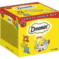 Dreamies Katzensnacks Variety Box - 12 x 60 g Mixbox (Huhn, Käse, Lachs) von Dreamies