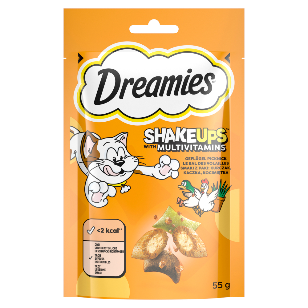 Dreamies Katzensnacks Shake Ups Multivitamins - Sparpaket Geflügel Picknick (6 x 55 g) von Dreamies