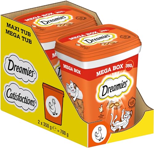 Dreamies Katzensnacks mit Huhngeschmack, 2x350g – Außen knusprige & innen cremige Katzenleckerlis von Dreamies