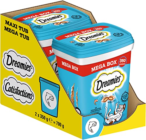 Dreamies Klassiker Katzensnacks mit Lachs – Traumhaft knusprige Taschen mit zarter Füllung – 2 x 350g von Dreamies