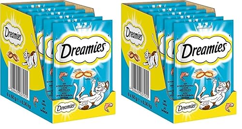 Dreamies Klassiker Katzensnacks mit Lachs – Traumhaft knusprige Taschen mit zarter Füllung – 6 x 60g (Packung mit 2) von Dreamies