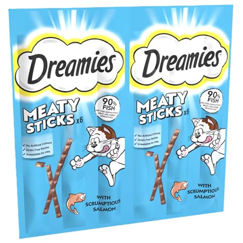 Dreamies Meaty Sticks Katzen-Leckerlis für ausgewachsene Katzen mit leckerem Lachs, 30 g Dreamies Meaty Sticks Katzen-Leckerlis für ausgewachsene Katzen mit leckerem Lachs, 30 g von Dreamies