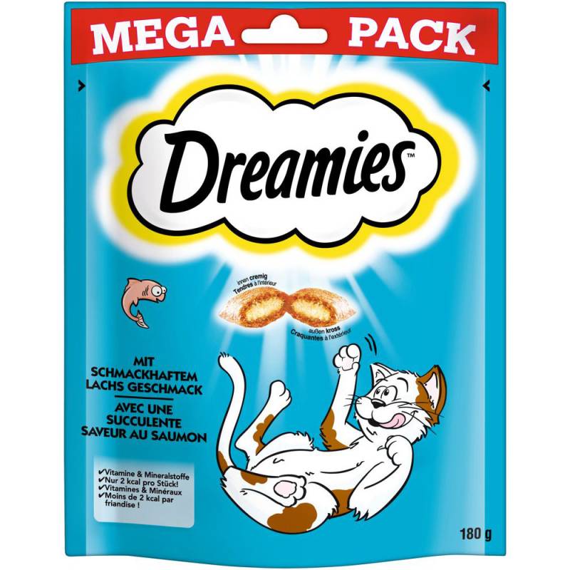 Dreamies Katzensnacks Mega Pack - Sparpaket Lachs (4 x 180 g) von Dreamies