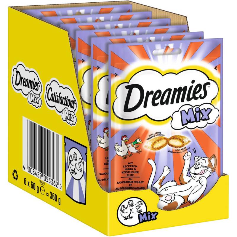 Dreamies Katzensnacks Mix Pack - Sparpaket Huhn & Ente (6 x 60 g) von Dreamies