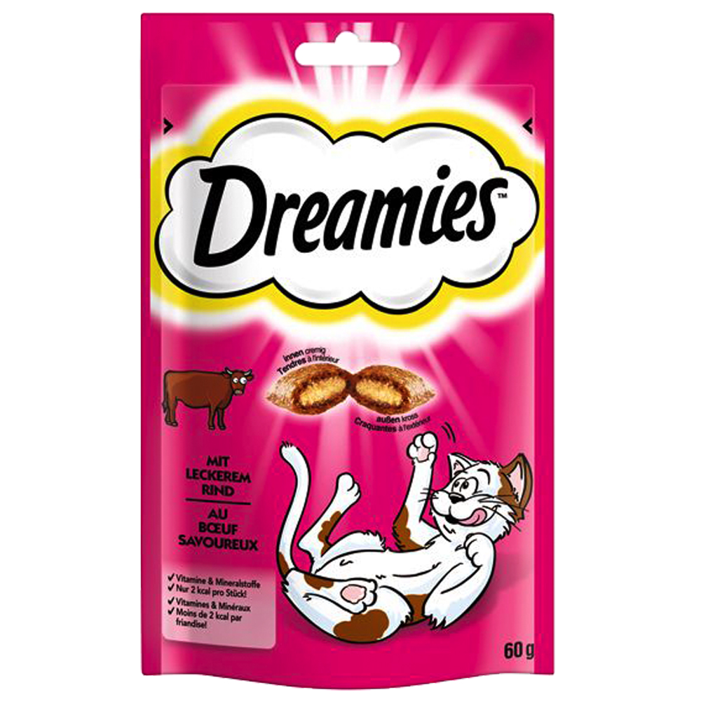Probierpaket "Dreamies Traumland" 4 x 60 g - Käse, Huhn, Lachs und Rind von Dreamies