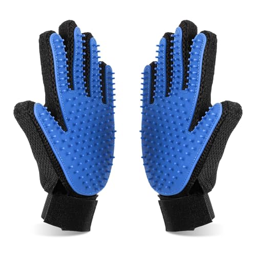 Dreamil Haustier Fellpflege Handschuh 2 Stück Effizienter Tierhaarentferner-Handschuh Massagehandschuh Verwenden mit Verbessertem fün-Finger-Design perfekt für Hunde und Katzen mit langem kurzem Fell von Dreamil