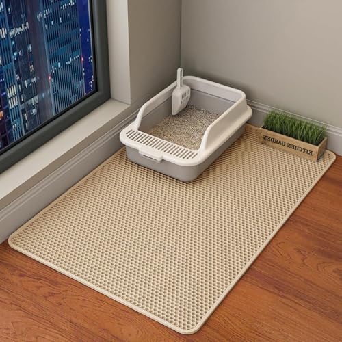 Katzenstreu-Matte mit Waben-Trapping-Design, wasserdicht, Rutsch-Streu-Tray-Matte, Easy Clean Katzenmatte für Indoor-Streu-Box Essentials (#Yellow, 60 * 90cm) von Dreaming Space