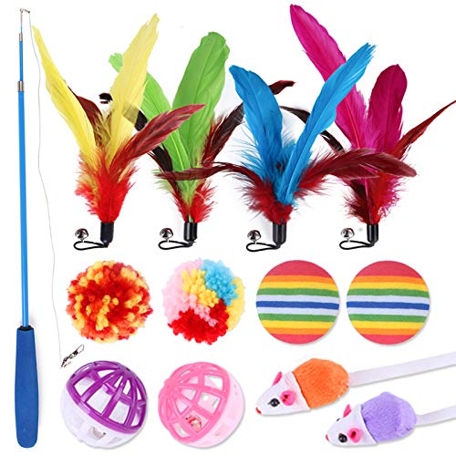 Dreamls 13 Stück Haustier Katze Spielzeug Lustige Katze Zauberstab Spielzeug Kätzchen Stick Feder Ball Indoor Interaktives Spielzeug für Katze Kätzchen Dreamls 13 Stück Haustier Katze Spielzeug Lustige Katze Zauberstab Spielzeug Kätzchen Stick Feder Ball Indoor Interaktives Spielzeug für Katze Kätzchen von Dreamls