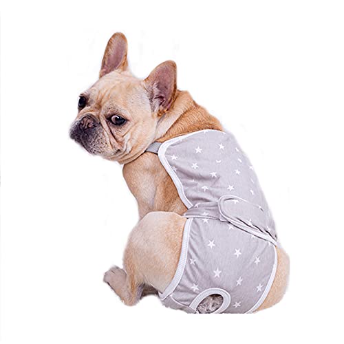 Dreamls Dog Sanitary Physiological Pants Cotton 2 Pack Dog Menstruation Diaper Nappy Adjustable Strap Suspender Unterwäsche for Puppy Small Medium Dogs (M:Grey) von Dreamls