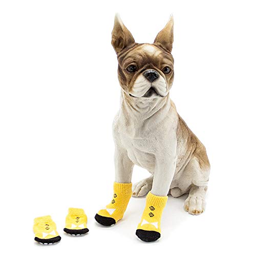 Dreamls Dogs Anti-Rutsch-Socken, Haustier Weihnachten, Halloween, Pfotenschutz, für den Innenbereich, für den Winter, warme Socken für Hunde, 4 Stück von Dreamls