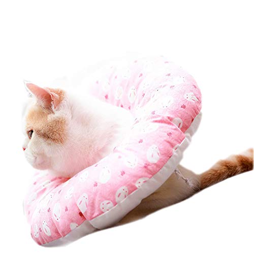 Dreamls Elizabeth Katzenhalsband für Katzen, Anti-Biss-Halsband nach Operationen, wasserdicht, verstellbar, Baumwolle, E-Halsband für Katzen, Kätzchen (XL-Pink 1) von Dreamls