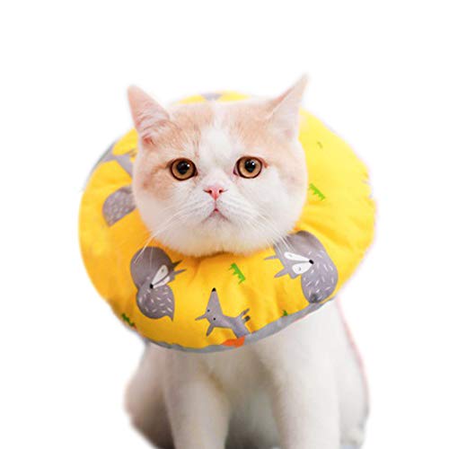 Dreamls Elizabeth Katzenhalsband für Katzen, Anti-Biss-Halsband nach Operationen, wasserdicht, verstellbar, Baumwolle, E-Halsband für Katzen, Kätzchen (XS-Gelb) von Dreamls