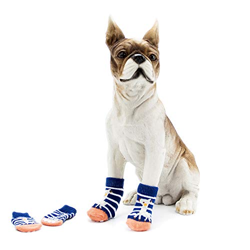Dreamls Haustier-Socken, 4 Stück, für den Winter, warme Socken, niedliche Anti-Rutsch-Baumwolle, für den Innenbereich von Dreamls