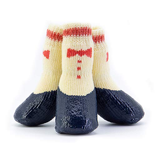 Dreamls Haustier-Socken, für den Winter, atmungsaktiv, wasserdicht, Pfotenschutz, Anti-Rutsch-Stiefel für Welpen, kleine Hunde, Katzen (4 Stück) von Dreamls