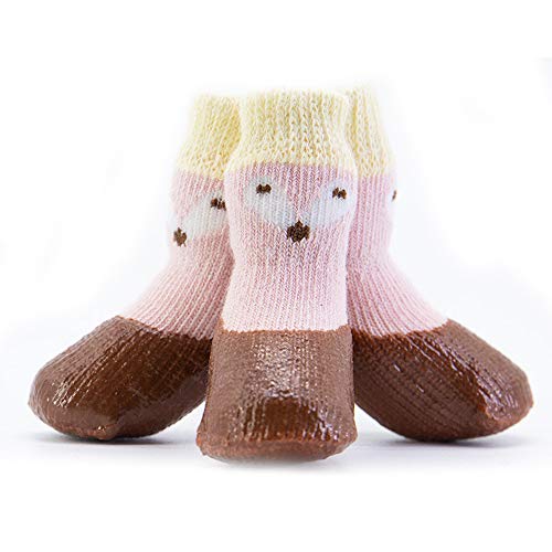 Dreamls Haustier-Socken, für den Winter, atmungsaktiv, wasserdicht, Pfotenschutz, Anti-Rutsch-Stiefel für Welpen, kleine Hunde, Katzen (4 Stück) von Dreamls