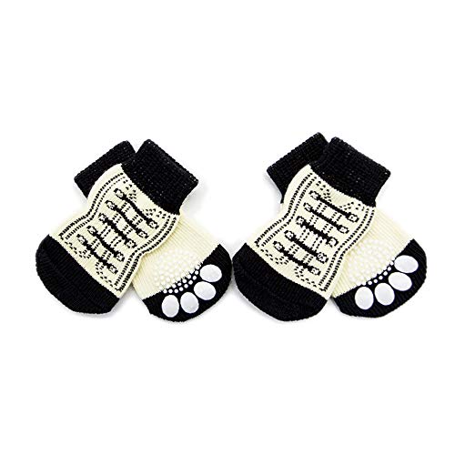 Dreamls Haustier-Socken, süße Hunde Pfotenschutzsocken mit Muster aus Baumwolle, rutschfest, für kleine und mittelgroße Hunde (4 Stück) von Dreamls