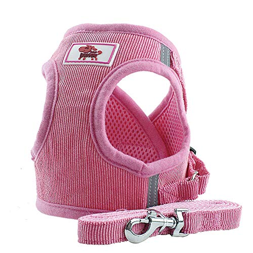 Dreamls Haustiergeschirr, Hundegeschirr, Leine, reflektierend, verstellbarer Brustgurt für kleine Hunde, mittelgroße Hunde (XL-Pink) von Dreamls