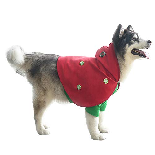 Dreamls Haustierkleidung, Hunde-Weihnachtskostüm, kleine Hunde-Kapuzenpullover, rote Mäntel, warme Cosplay-Shirts für kleine, mittelgroße und große Hunde (6XL) von Dreamls