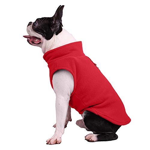 Haustierkleidung, Hundemantel für kaltes Wetter, warmer Hundepullover, weiche Fleece-Weste mit Leine, Ring-Kostüm für Welpen, kleine Hunde (XL-Rot) von Dreamls