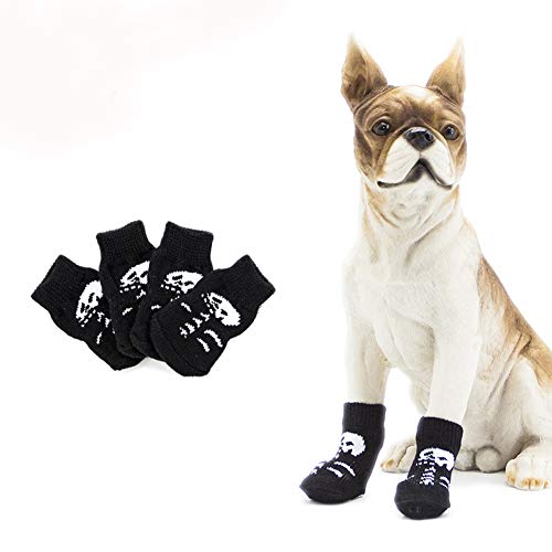 Dreamls Hundesocken, süße Halloween-Socken, Wintersocken warm, rutschfest, weiche Baumwolle, für kleine und mittelgroße Hunde, 4 Stück von Dreamls