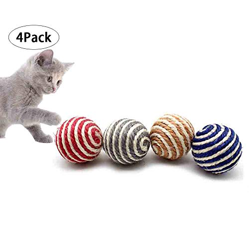 Dreamls Katzen-Sisal-Ball, Spielzeug für Katzen, Sisal-Ball zum Kratzen und Kauen mit Glocke, langlebiges Katzen-Fang-Spielzeug für Katzen und Kätzchen von Dreamls