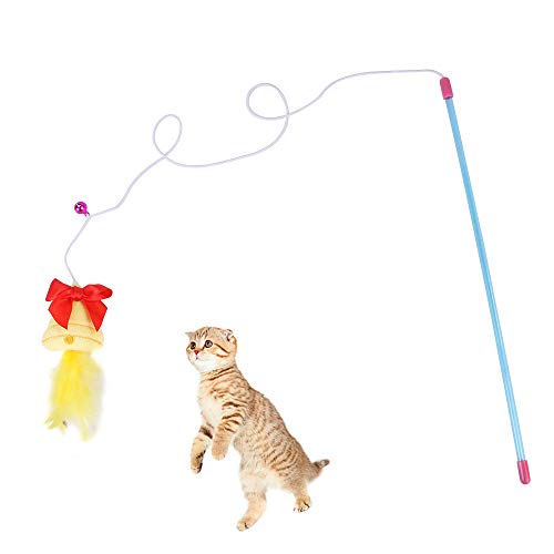 Dreamls Pet Toys, Cat Stick Toys Interactive Funny Feather Cat Wand Toys with Bell Christmas Cat Accessories Kitten Teaser Toys for Cats Kitten (Bells) von Dreamls