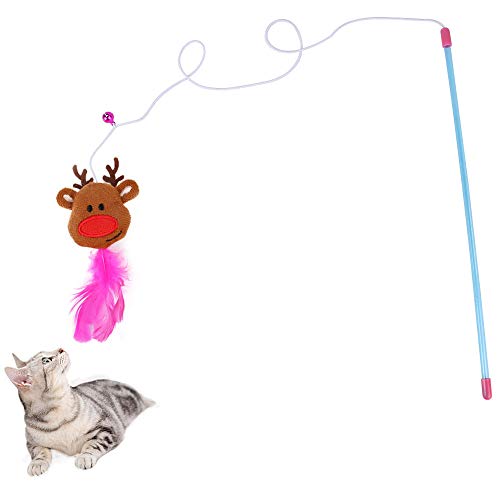 Dreamls Pet Toys, Cat Stick Toys Interactive Funny Feather Cat Wand Toys with Bell Christmas Cat Accessories Kitten Teaser Toys for Cats Kitten (Christmas Bear) von Dreamls