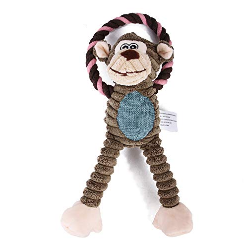Dreamls Pet Toys, Dog Squeaky Toys 3 Pack Plush Toys Elefant,Monkey,Lion Interactive Toys Dog Chew Squeaker Toys for Dogs Cats (Brown Monkey) von Dreamls