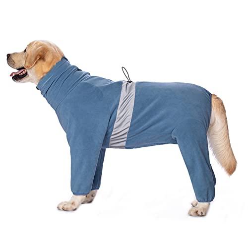 Große Hundebekleidung Winter Warm Hoher Kragen Mantel mit Reißverschluss Fleece Hund Onesie Vierbein-Overall Pyjama für Hunde (28#, Blau) von Dreamls