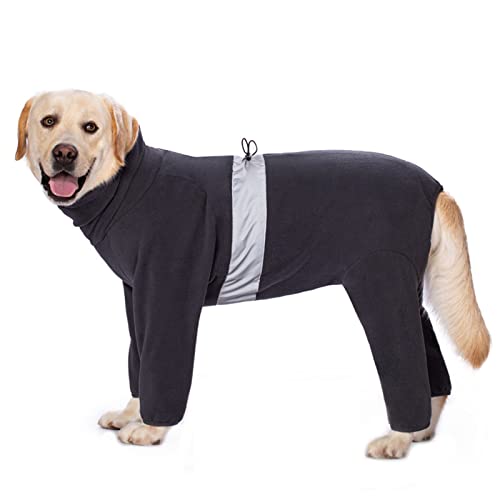 Große Hundebekleidung Winter Warm Hoher Kragen Mantel mit Reißverschluss Fleece Hund Onesie Vierbein-Overall Pyjama für Hunde (32#, Dunkelgrau) von Dreamls