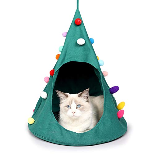 Haustier Katze Nest, Katze Hängematte Bett Weihnachten Katze Haus Kegelform Kätzchen Hängende Nest für Katze Kätzchen (Grün) von Dreamls