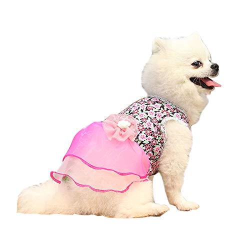 Haustier-Shirt, Hundekleid Mädchen Hund Blumenrock Weiche Katze Prinzessin Kleid Hunde Hochzeit Party Kleidung für Welpen Kleine Mittlere Hunde (XL: Rosarot) von Dreamls