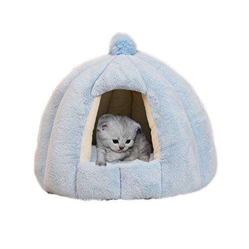 Haustierbett, Katzenbett, Nest, warm, weich, Hundehütte, kleines Haustierhaus, Welpennest, waschbar, für Katzen, Kätzchen, Kaninchen, kleine Hunde (L-blau) von Dreamls