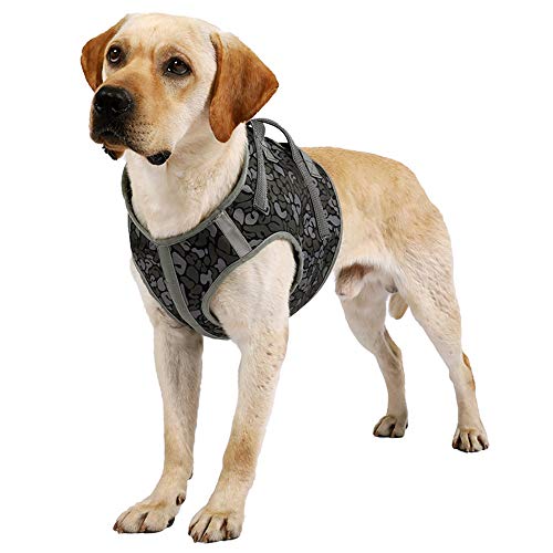 Haustiergeschirr, Camouflage Hundegeschirr mit reflektierendem Training Hundeweste Geschirr explosionsgeschützt für mittelgroße große Hunde (XL-Camouflage Grey) von Dreamls