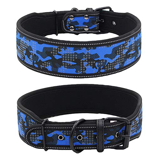 Haustierhalsband, Hunde-Camouflage-Halsband mit reflektierenden, verstellbaren Hundehalsbändern, Trainingshunde-Halskette für kleine Hunde, mittelgroße Hunde (L: Blau) von Dreamls