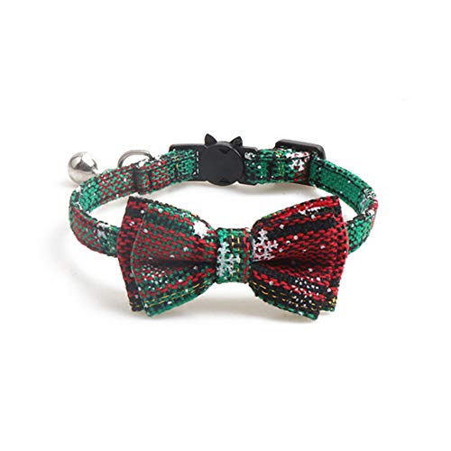 Haustierhalsband, Katzen Weihnachten Breakaway Halsband Schneeflocke Schleife Verstellbar Safe Halsband mit Glöckchen für Katzen Kätzchen (Grün) von Dreamls