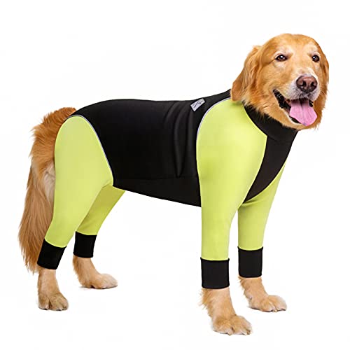 Haustierkleidung, Hunde-Overall, vierbeinig, wasserdicht, mit Reißverschluss, Anti-Haar-Pyjama-Jacke für mittelgroße und große Hunde (34#:Grün) von Dreamls