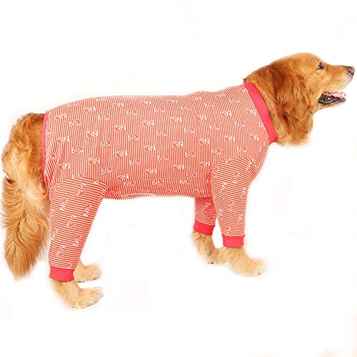 Haustierkleidung, Hunde-Pyjama, elastische Baumwolle, Hunde-Einteiler, T-Shirt mit Reißverschluss, vierbeiniger Jumpsuit für mittelgroße und große Hunde (Nr. 34) von Dreamls
