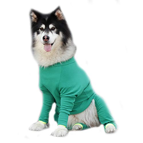 Haustierkleidung, Hunde-Shirt Vierbein-Overall Pyjama Elastische Anti-Haarjacke Baumwolle Kostüm für mittelgroße Hunde Große Hunde (11XL-Grün) von Dreamls